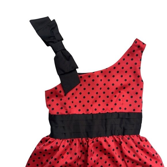 DISORDERLY KIDS Red Black Polka Dot Fancy Dress Size 14 Rockabilly Party Dressy - Picture 3 of 14